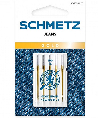 AGUJA SCHMETZ GOLD 130/705 H-JT Nº 100(ESPECIAL VAQUEROS/CUERO)